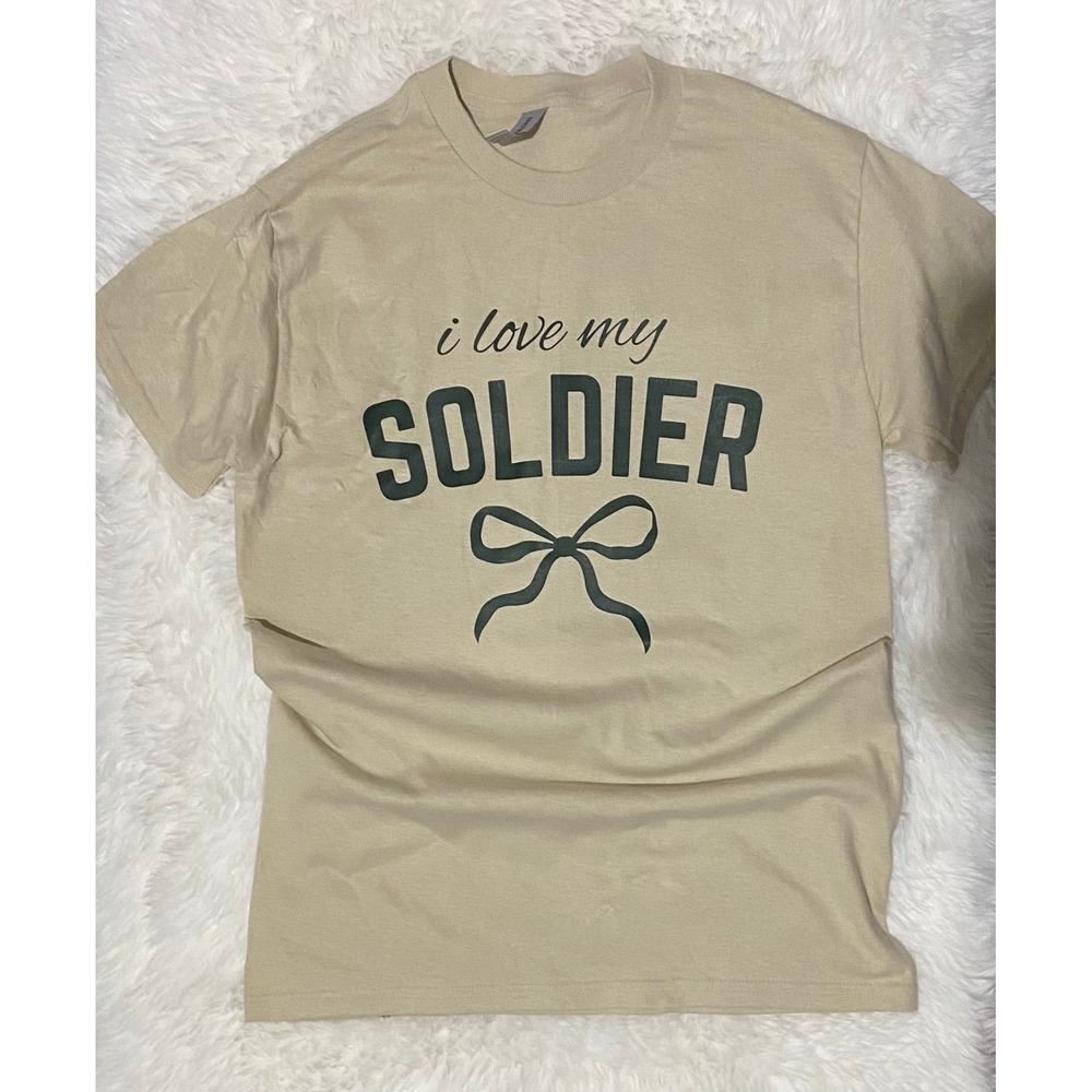 I Love My Soldier T Shirt Military Wife Patriotic American Flag Tee